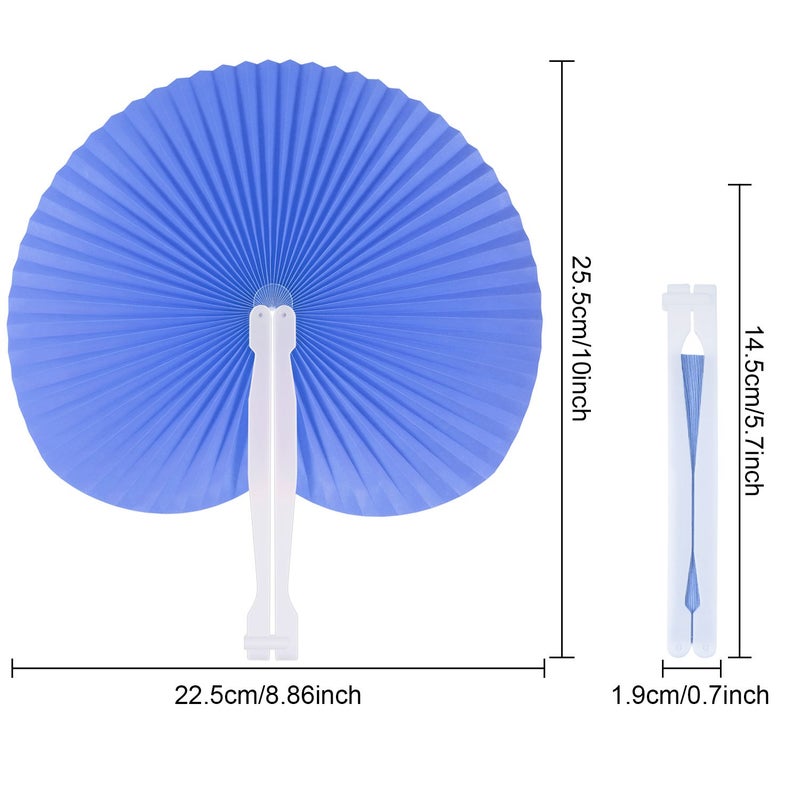 Pangda 24 Pack Folding Fans Round Paper Fans Assortment with Plastic Handle for Wedding Favor Party Bag Filler(Multicolor) - Image 2